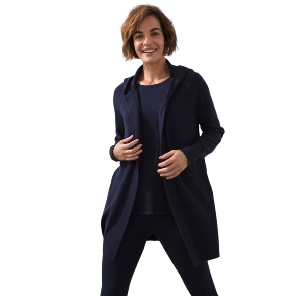 Chico's Jackets & Blazers - Chicos Black Hooded Zip Up Long Jacket Size 0